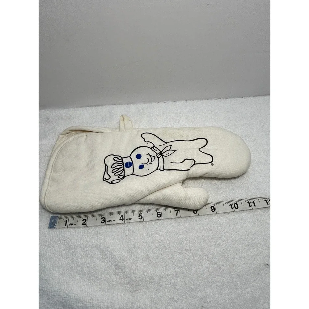 Vintage Pillsbury Doughboy Oven Mitt Poppin Fresh Cream Quilted Cotton Kitchen
